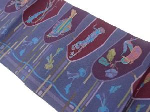 縮緬地野菜模様名古屋帯